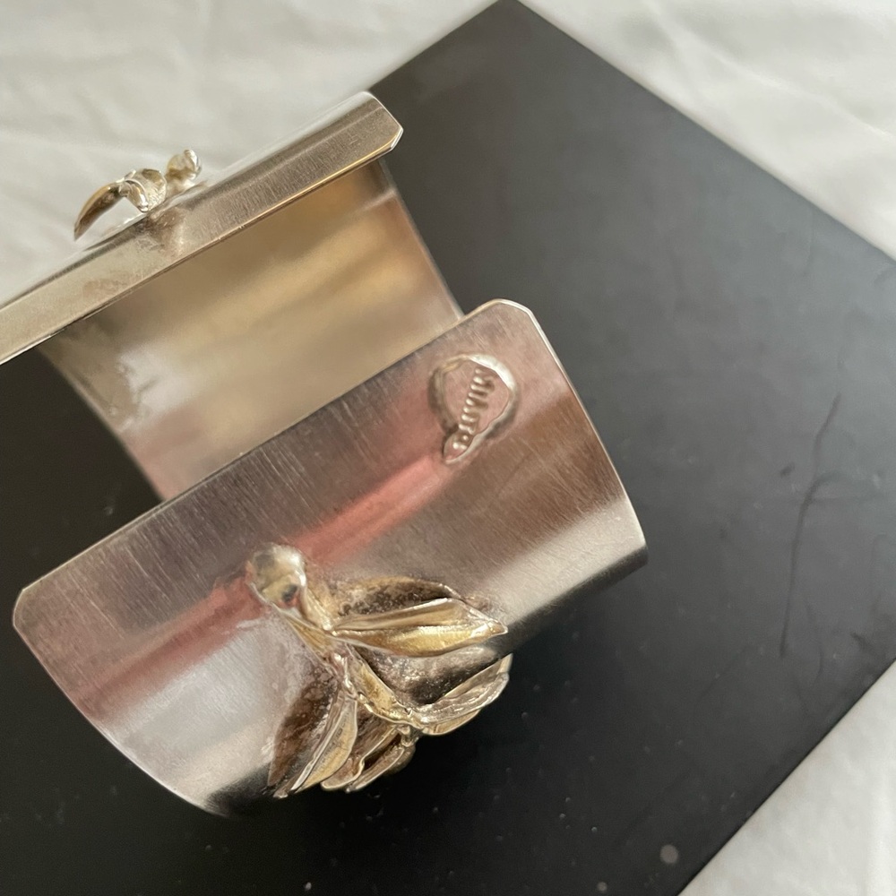 Stylish Silver/ gold Cuff with Gold Leaf Accent Greece - Picture 3 of 5